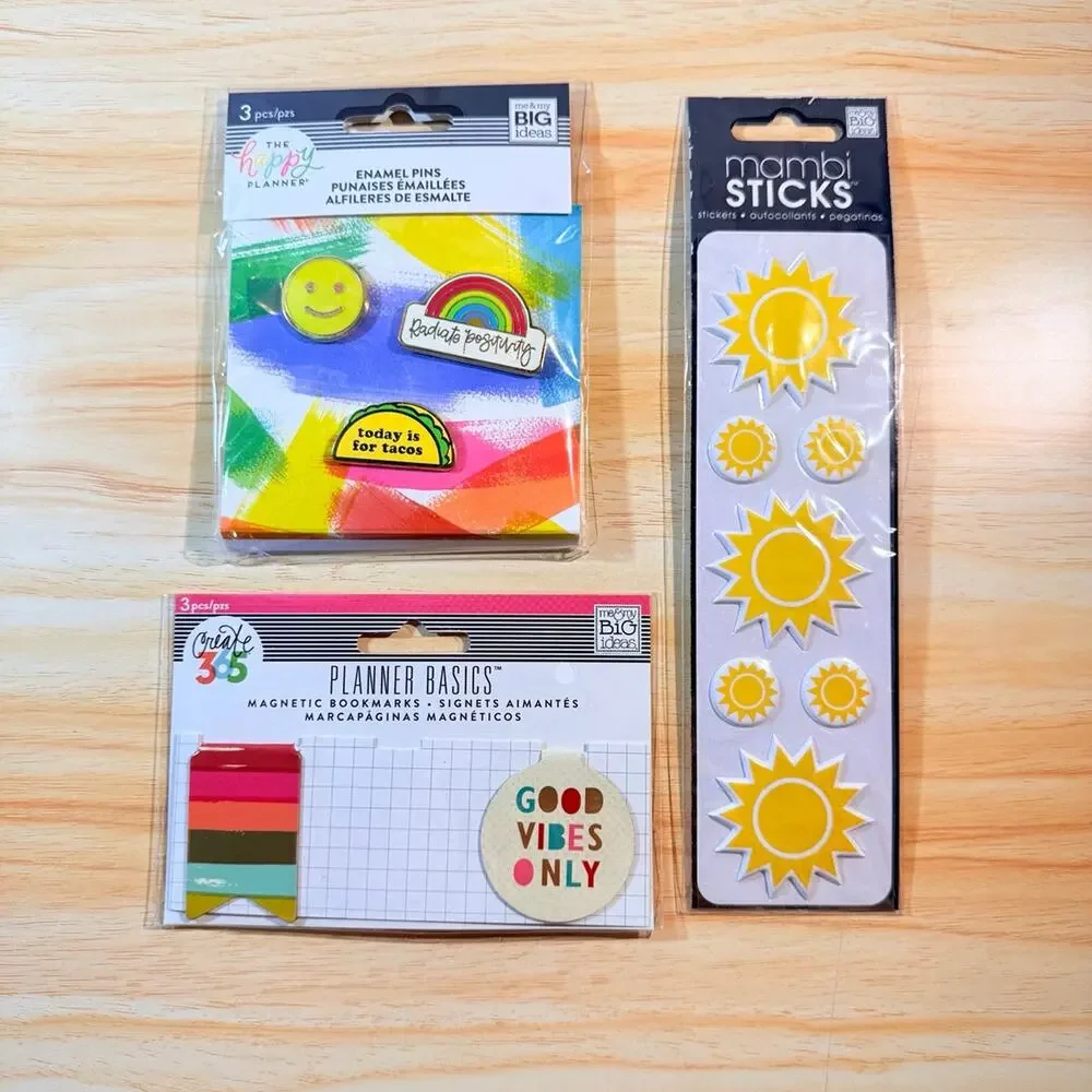 Happy Planner Lot - Bag, stickers, pins, magnets